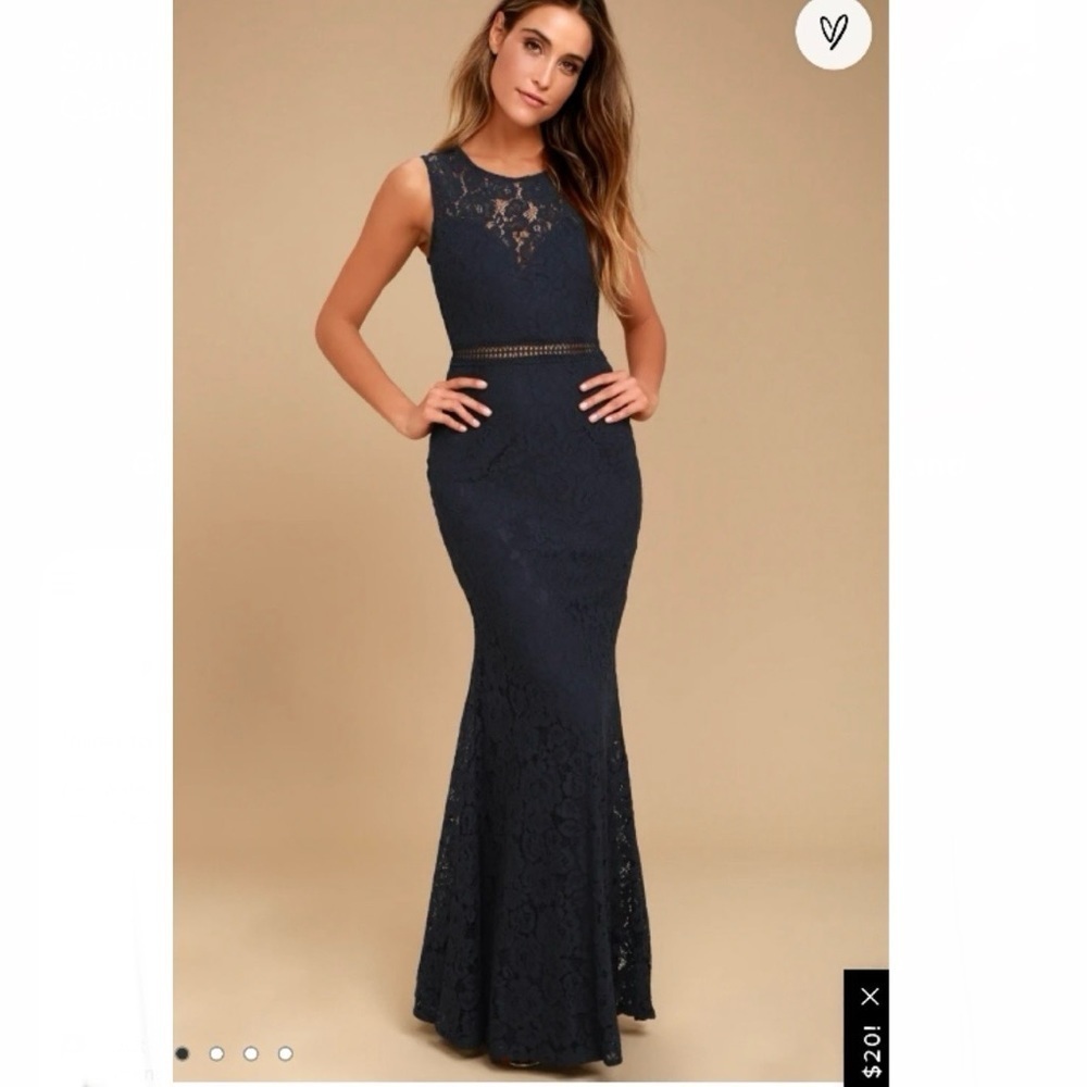 Lulu's Music of the Heart Navy Blue Lace Maxi Dress